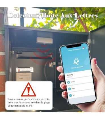 2 Détecteurs capteurs de mouvement WiFi pour Boite Aux Lettres