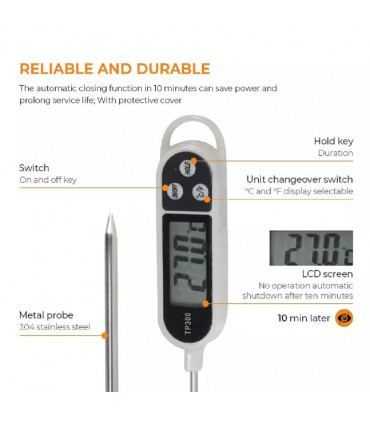 Thermomètre de Cuisine, Numérique en Acier Inox, à lecture instantanée
