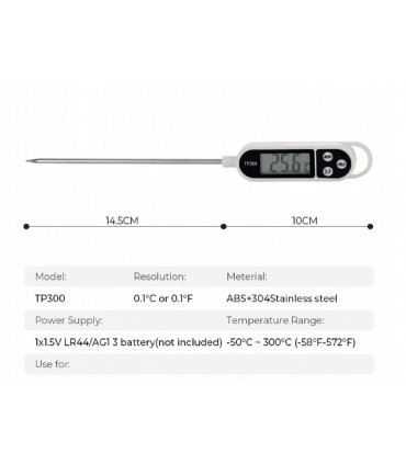 Thermomètre de Cuisine, Numérique en Acier Inox, à lecture instantanée