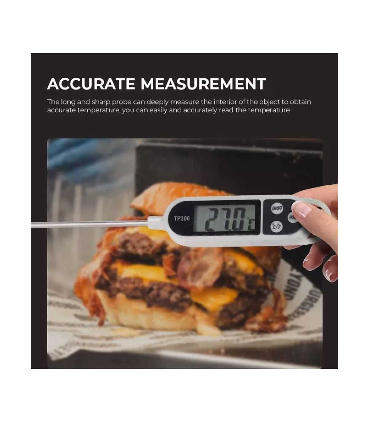 Thermomètre de Cuisine, Numérique en Acier Inox, à lecture instantanée