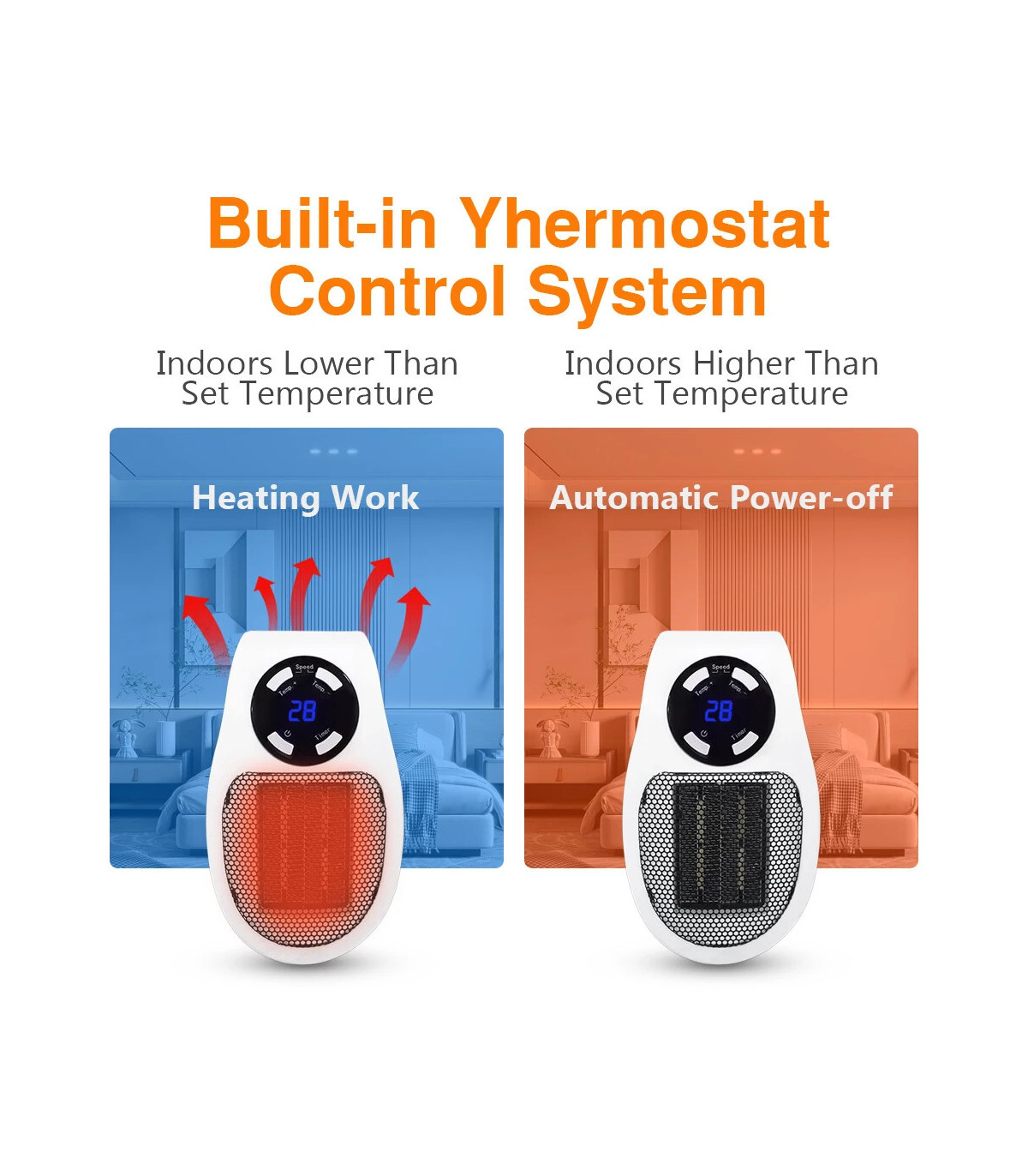 Tragbare elektrische Heizung 500W, 500W, Steckdose, Haushaltsgerät, Heizung Ofen, M