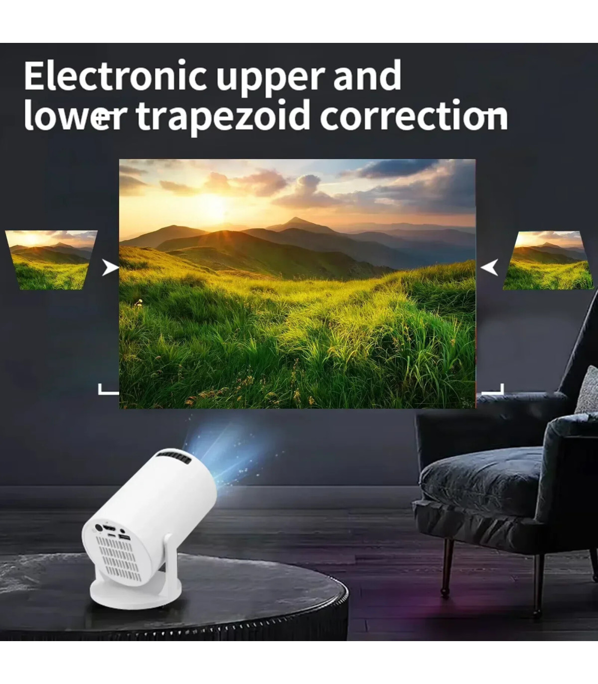 [Wired-with box] Projecteur portable USAMR HY200 1080P, 270 ° Angle réglable, projecteur de fil