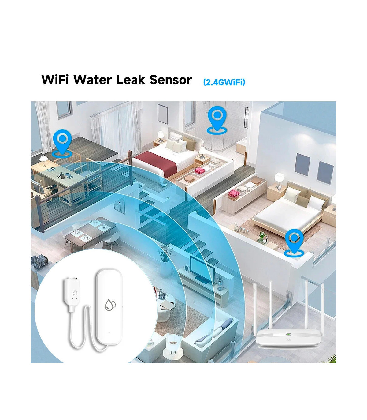 [Wifi 1Pcs] Tuya WiFi/ZigBee capteur d\'eau alarme de fuite détecteur de fuite d\'inondation mais