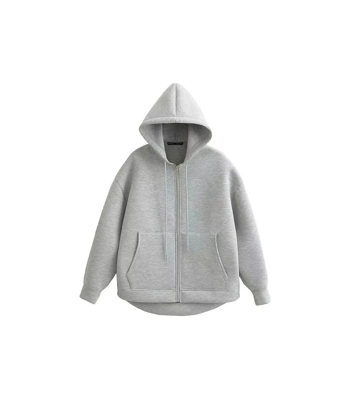 HH automne femmes gris veste avec capuche à manches longues grande poche veste à glissière mant