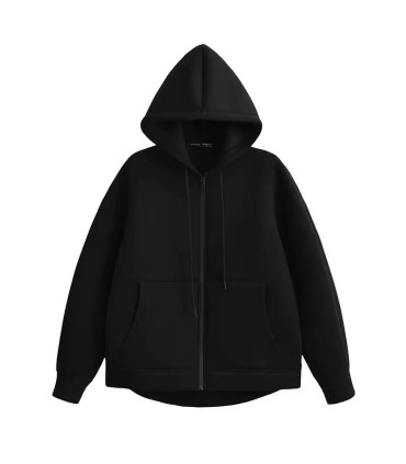 HH automne femmes gris veste avec capuche à manches longues grande poche veste à glissière mant