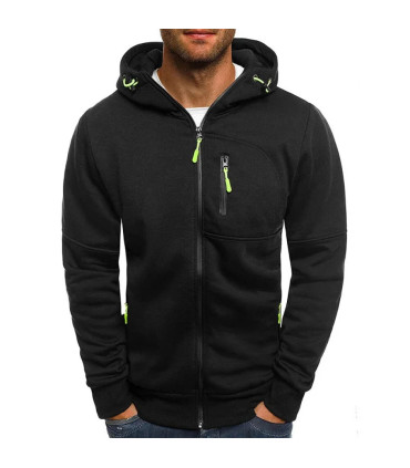 Sweats à capuche à manches longues pour hommes, sweat-shirt à fermeture éclair, vêtements sport