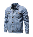 AKIMANIA.FR - 2025 automne Hommes solide Denim vestes mode moto Vintage jean vestes Hommes coupe ajustée coto