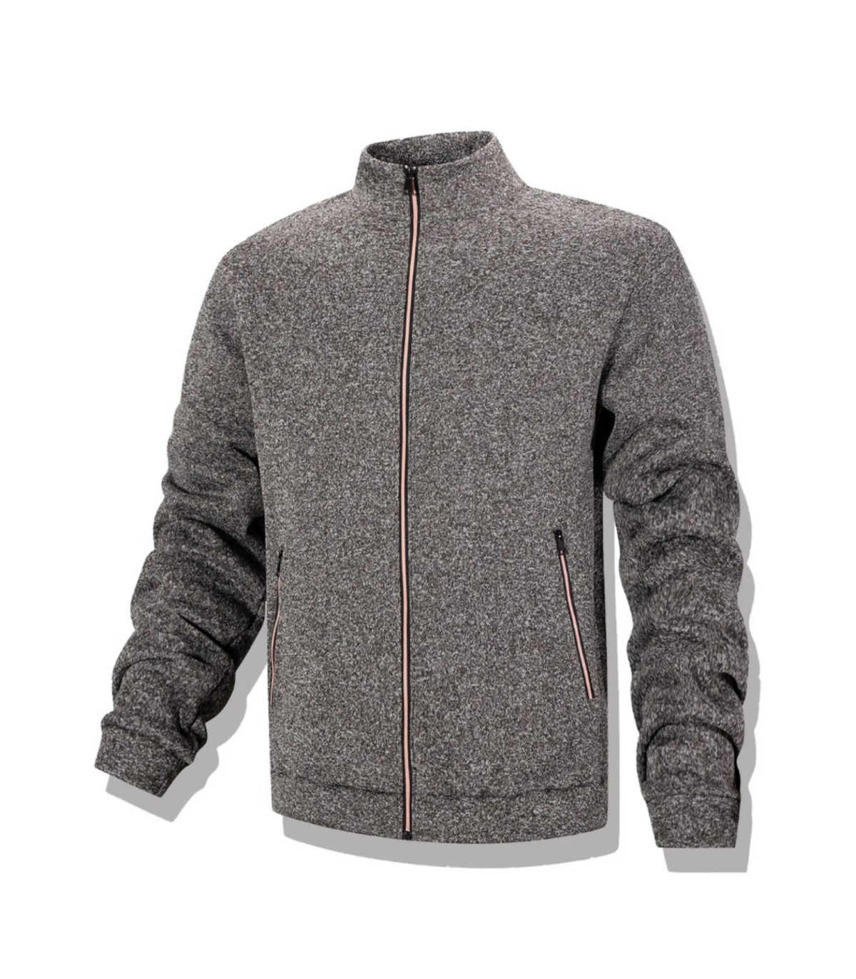 Sweat-shirt décontracté pour hommes, veste Cardigan à fermeture éclair complète, col montant, a