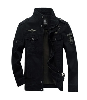 Veste militaire pour hommes de haute qualité, col multi-poches, manches brodées, outillage pilo