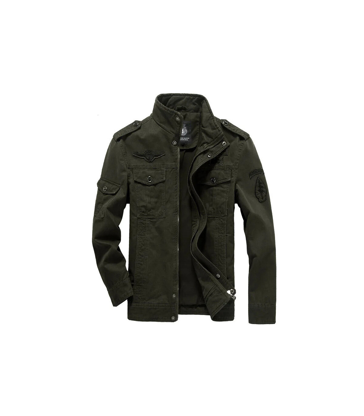 Veste militaire pour hommes de haute qualité, col multi-poches, manches brodées, outillage pilo