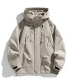 AKIMANIA.FR - Coupe-vent hommes veste à capuche manteau à glissière Cargo imperméable noir Bomber Camping amp