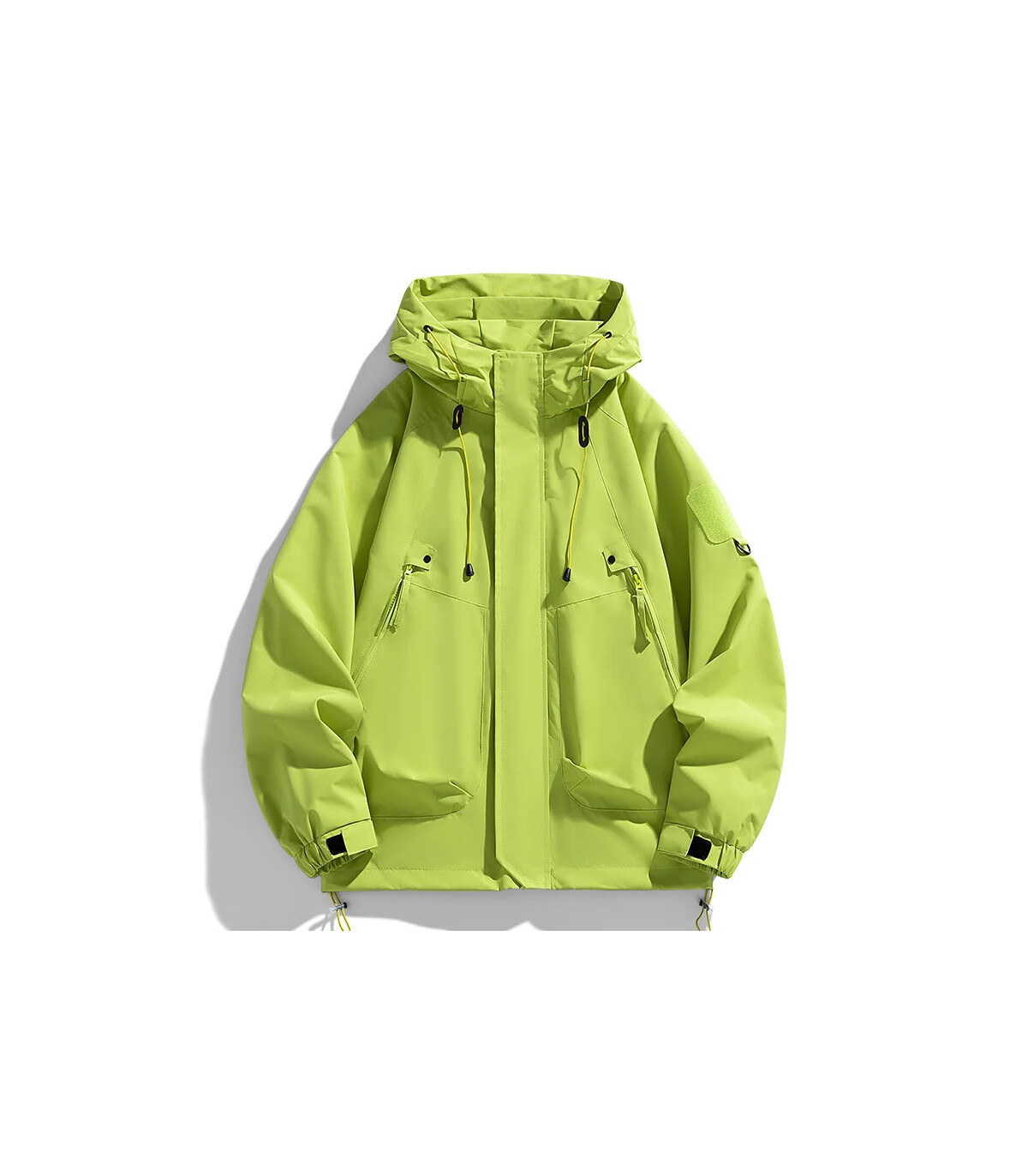 Coupe-vent hommes veste à capuche manteau à glissière Cargo imperméable noir Bomber Camping amp