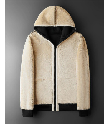 Veste à capuche en laine d\'agneau pour homme et femme, manteau chaud, manches longues, sweats à