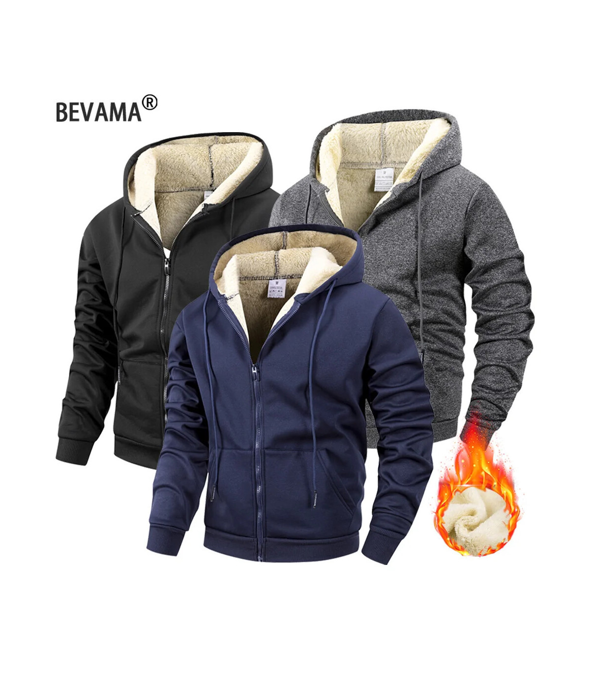 Veste d\'hiver à fermeture éclair pour hommes, polaire chaude, coupe-vent, sweat à capuche, Card