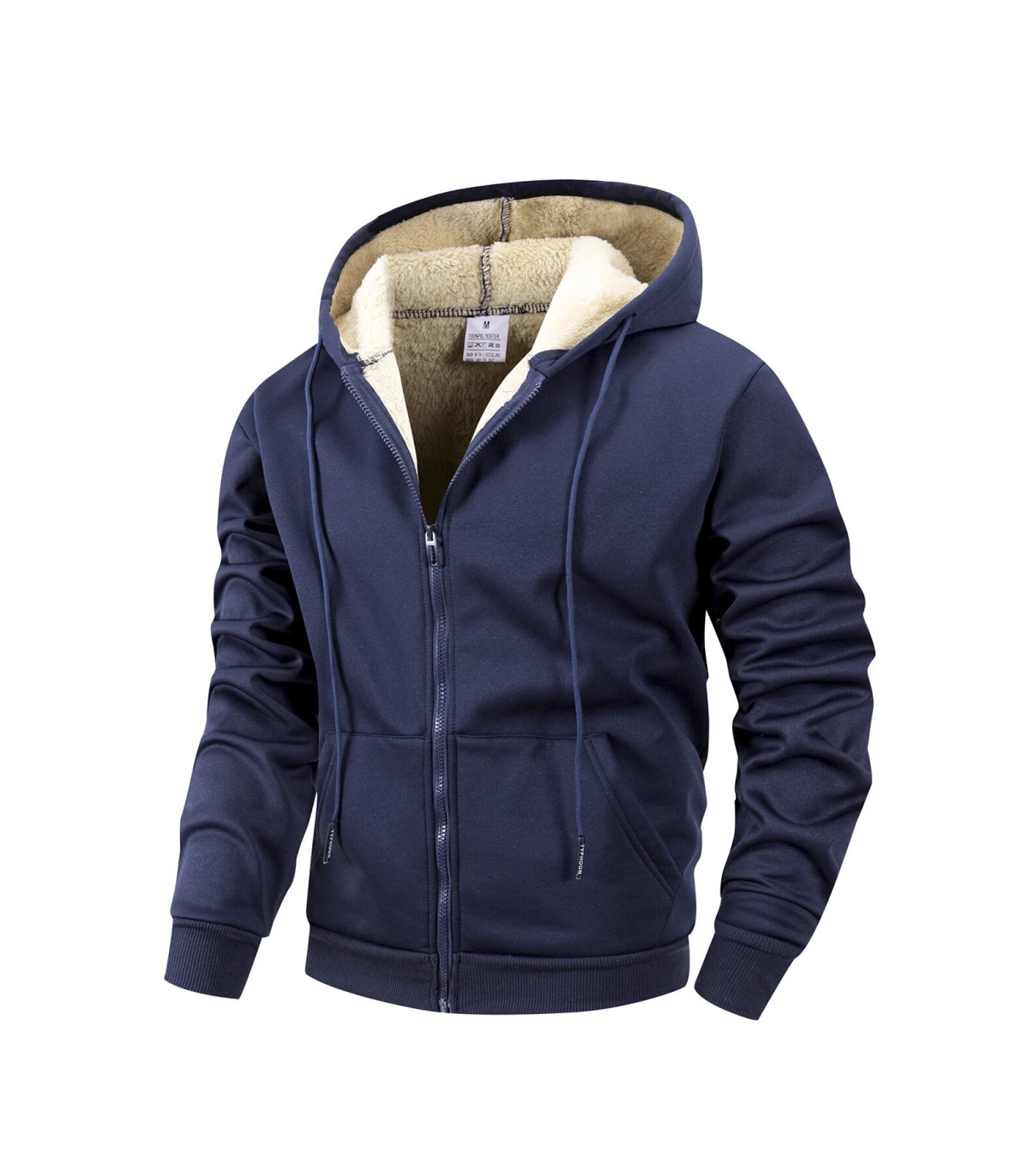 Veste d\'hiver à fermeture éclair pour hommes, polaire chaude, coupe-vent, sweat à capuche, Card