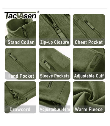 TACVASEN Veste polaire pour homme douce et chaude coupe-vent manteau zippé complet poches zippé