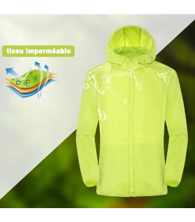 LNGXO Veste de randonnée imperméable unisexe,Homme Femme Camping Pêche Voyage Course à Pied Pro