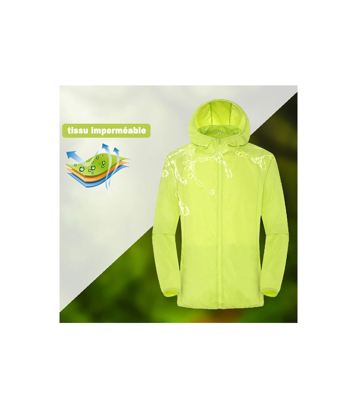 LNGXO Veste de randonnée imperméable unisexe,Homme Femme Camping Pêche Voyage Course à Pied Pro