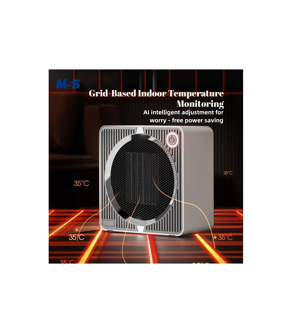 [Black EU] Chauffage électrique portatif de bureau à domicile MSS-souffleur d\'air chaud intelli