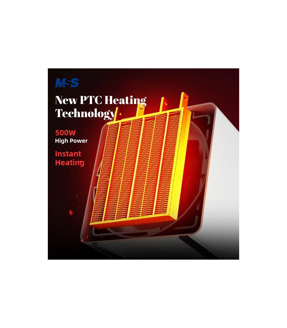 [Silver EU] Chauffage électrique portatif de bureau à domicile MSS-souffleur d\'air chaud intell