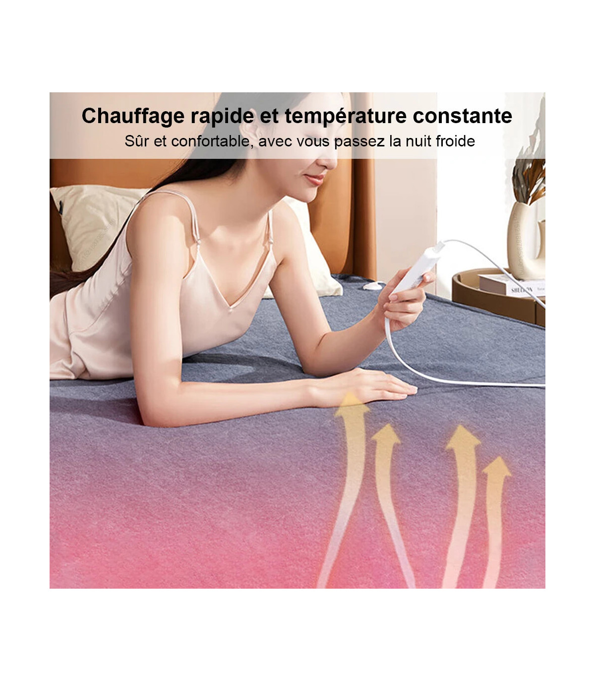 [Gray and Green 70x150CM EU] Couverture chauffante électrique avec thermostat automatique, mate