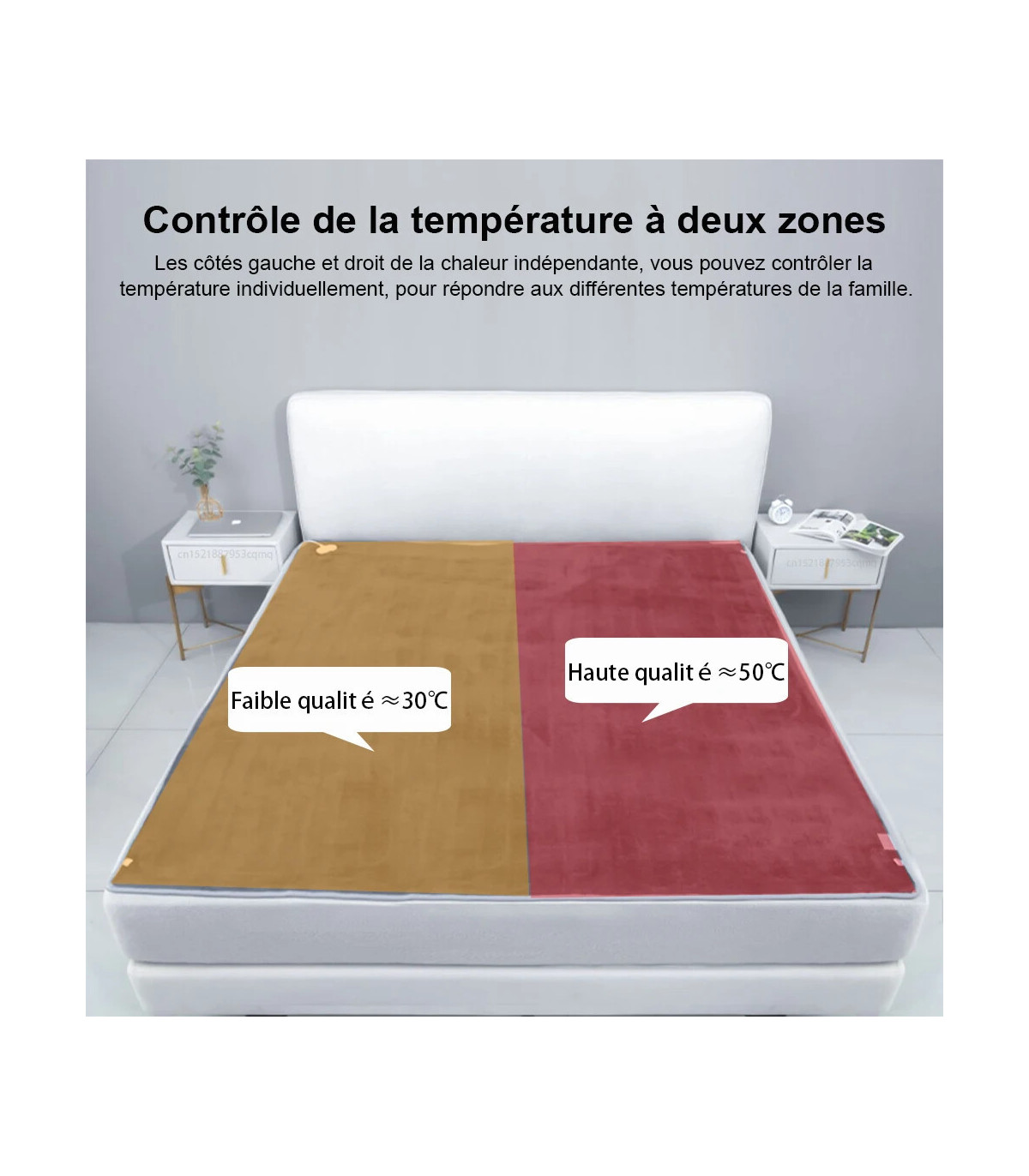 [Gray and Green 120x150CM EU] Couverture chauffante électrique avec thermostat automatique, mat