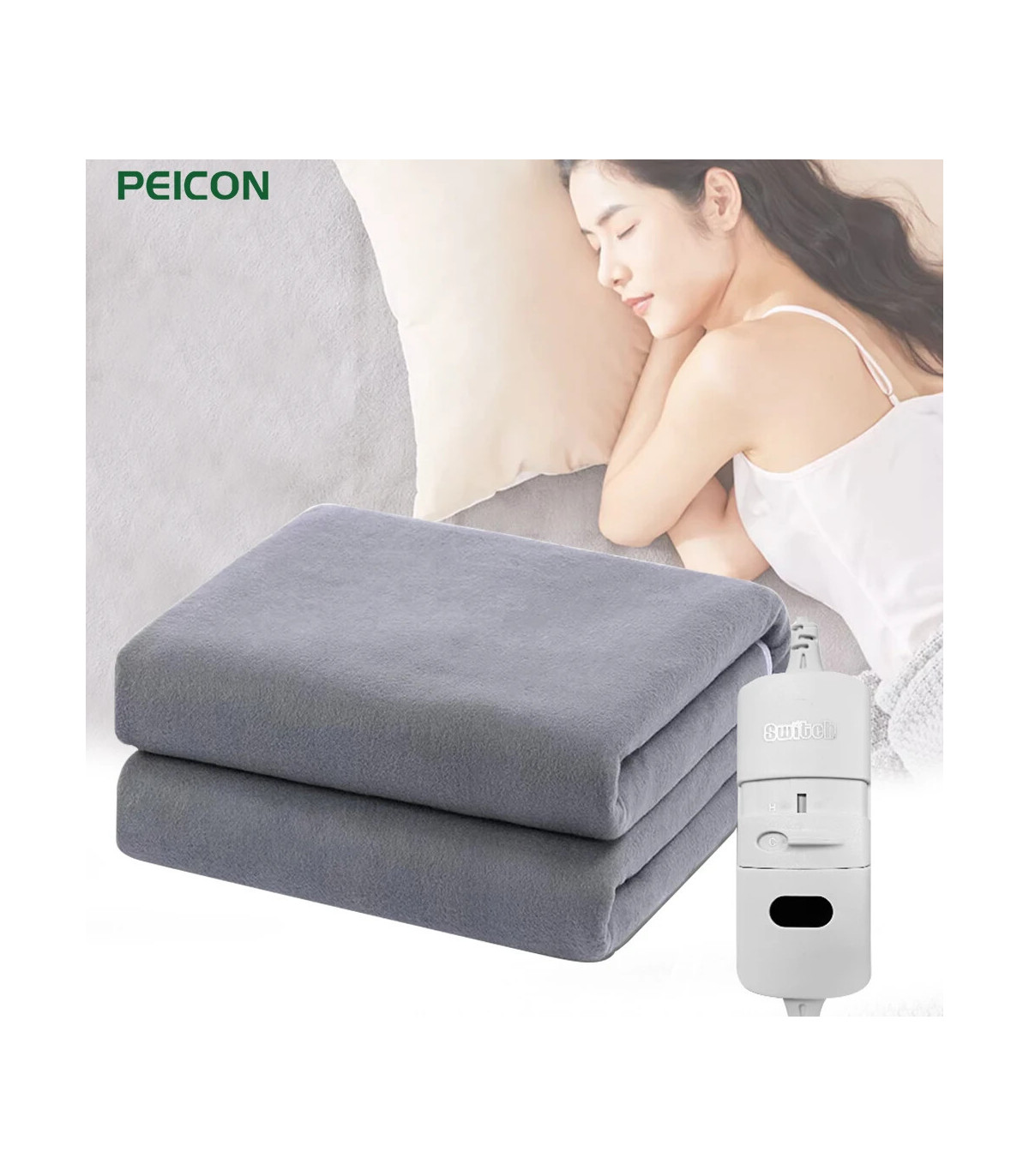 [Red and Blue 120x150CM EU] Couverture chauffante électrique avec thermostat automatique, matel