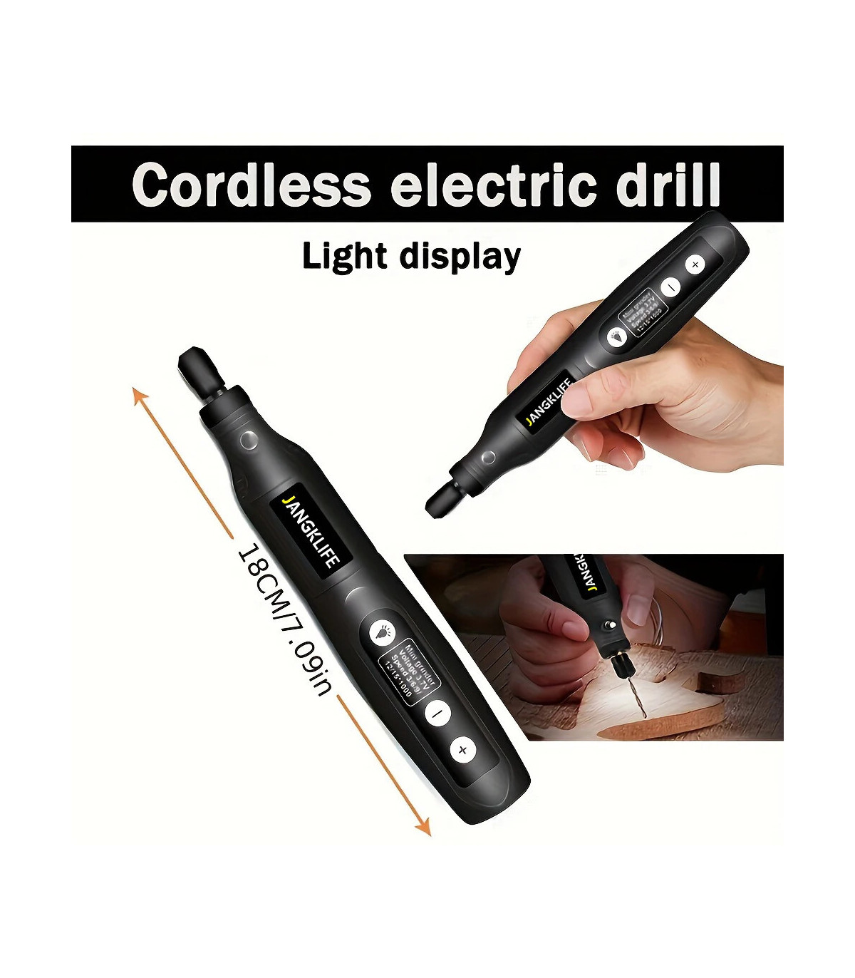 [Blue-24pcs] JANGKLIFE USB Kit d\'outils rotatifs sans fil stylo de gravure sur bois bricolage p