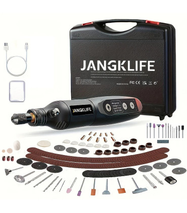 [Blue-115pcs] JANGKLIFE USB Kit d\'outils rotatifs sans fil stylo de gravure sur bois bricolage 