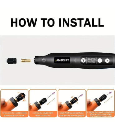 [Orange-24pcs] JANGKLIFE USB Kit d\'outils rotatifs sans fil stylo de gravure sur bois bricolage