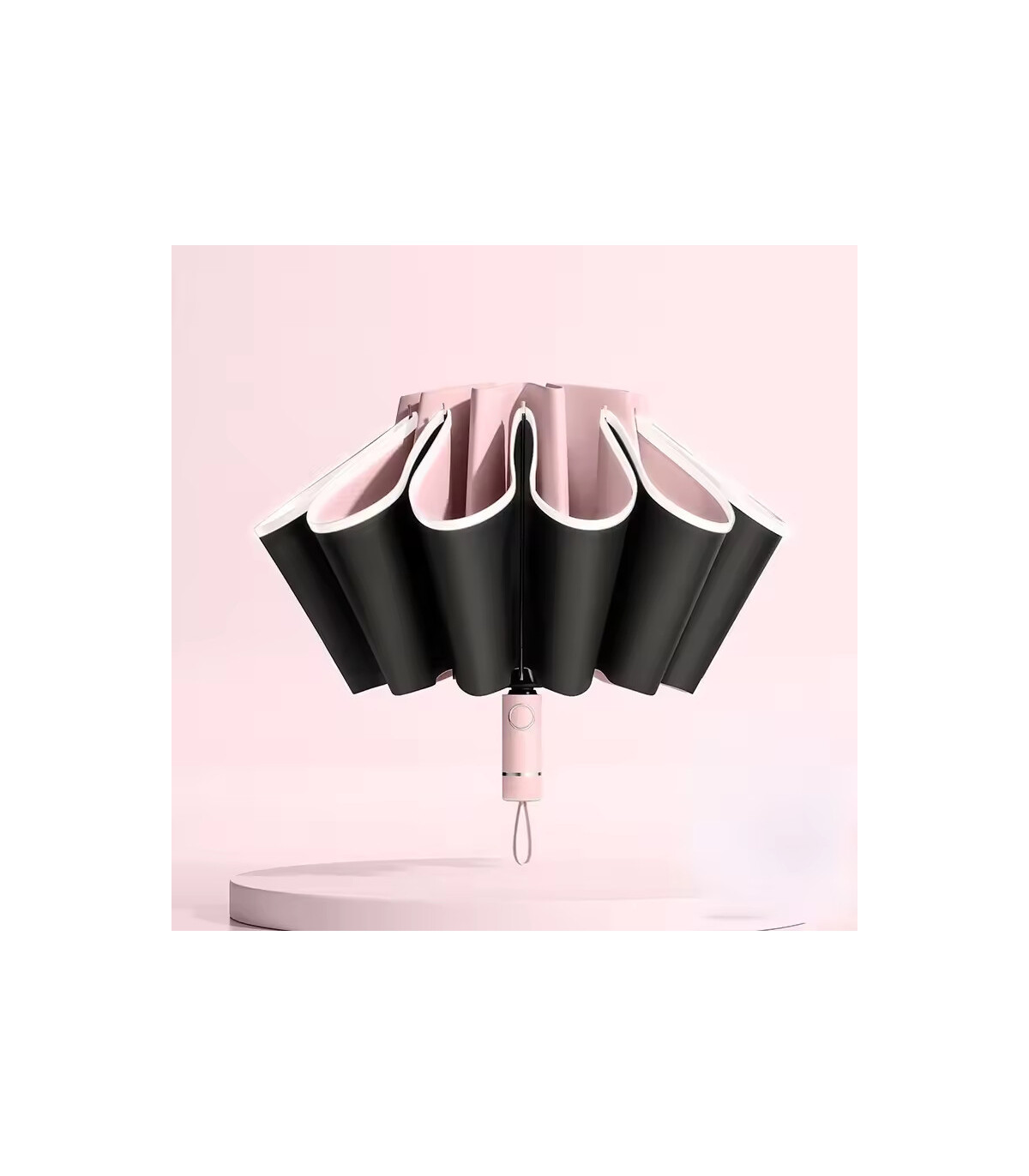 Parapluie pliant inversé entièrement automatique pour hommes et femmes, avec bande réfléchissan