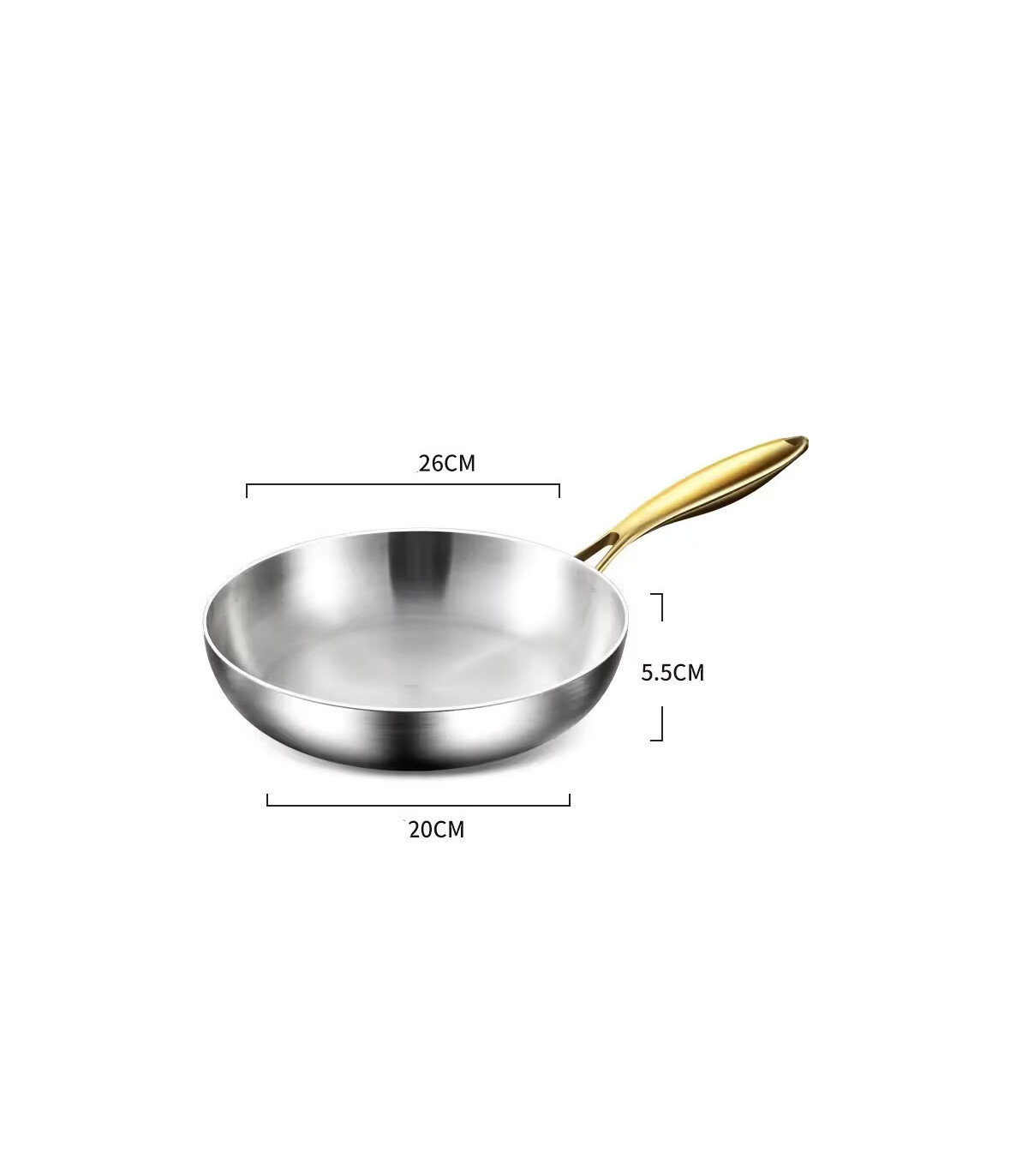 Poêle à frire de cuisine en acier inoxydable 316, poêle à frire antiadhésive non revêtue, marmi
