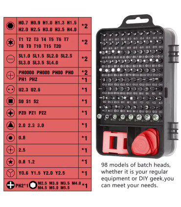 Jeu de tournevis de précision 115 en 1, Kit d\'outils de réparation magnétiques multifonctionnel