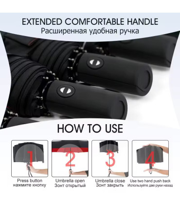 [Purple] Parapluie à double couche entièrement automatique, coupe-vent