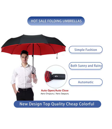 [Blue] Parapluie à double couche entièrement automatique, coupe-vent