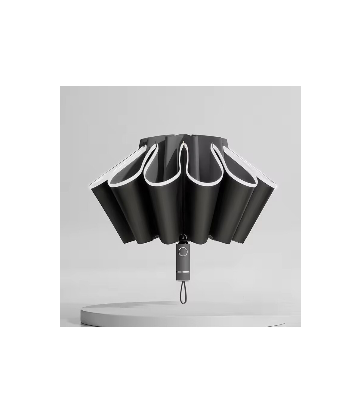 [Dark Green] Parapluie pliant inversé entièrement automatique pour hommes et femmes, avec bande