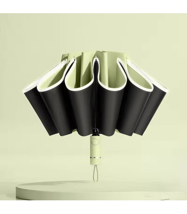 [Dark Green] Parapluie pliant inversé entièrement automatique pour hommes et femmes, avec bande