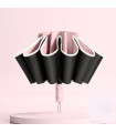 AKIMANIA.FR - [Pink] Parapluie pliant inversé entièrement automatique pour hommes et femmes, avec bande réflé