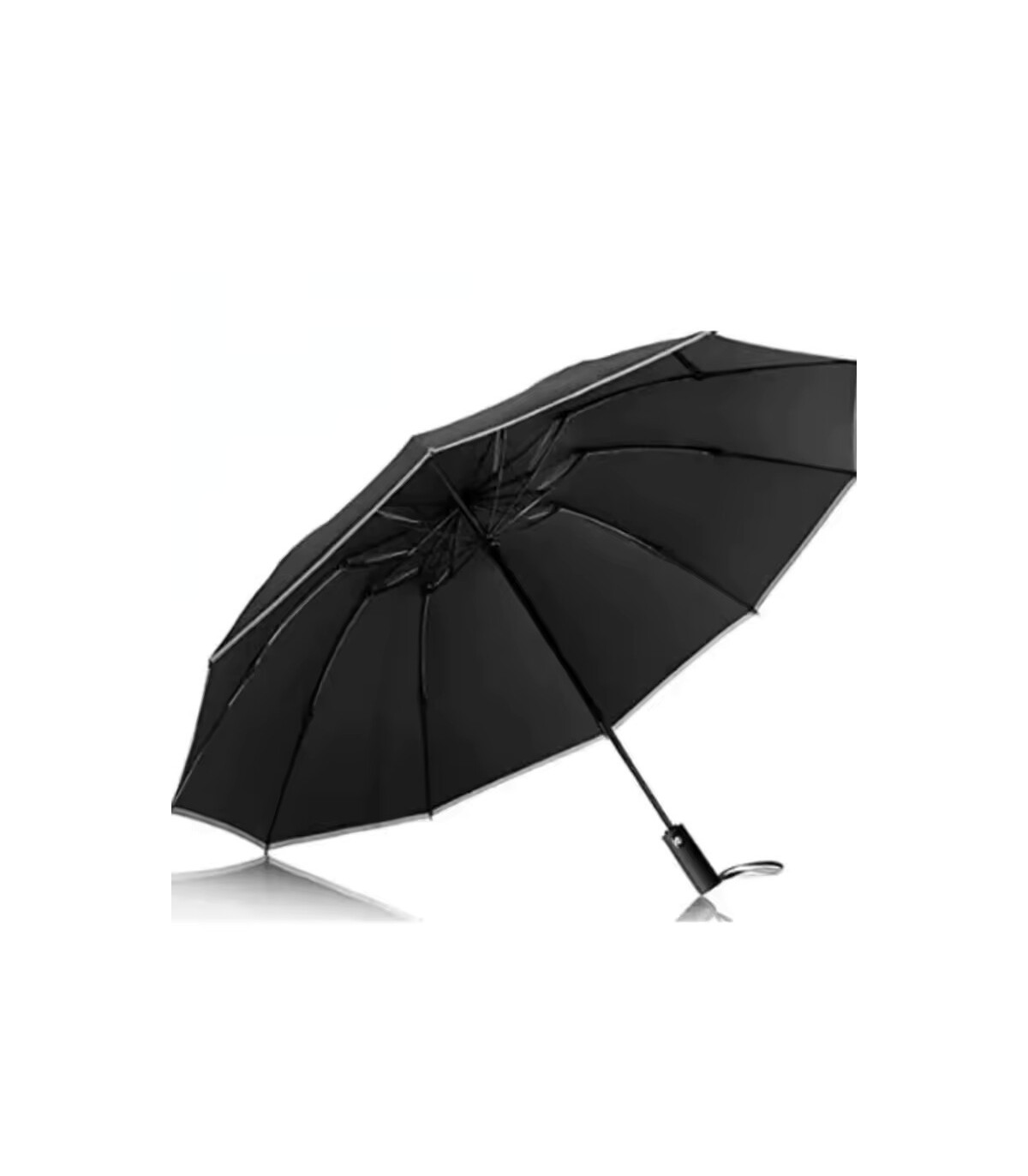 [Grey] Parapluie pliant inversé entièrement automatique pour hommes et femmes, avec bande réflé