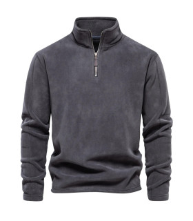 [EUR M 65-75kg HD08-DarkGrey] AIOPESON marque qualité épaissir chaud polaire veste pour hommes 