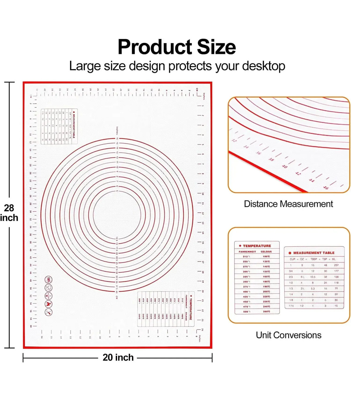 [1pc 50 60cm] Polymères de pâte à pétrir en silicone, gadgets de cuisson pour pizza et gâteau, 