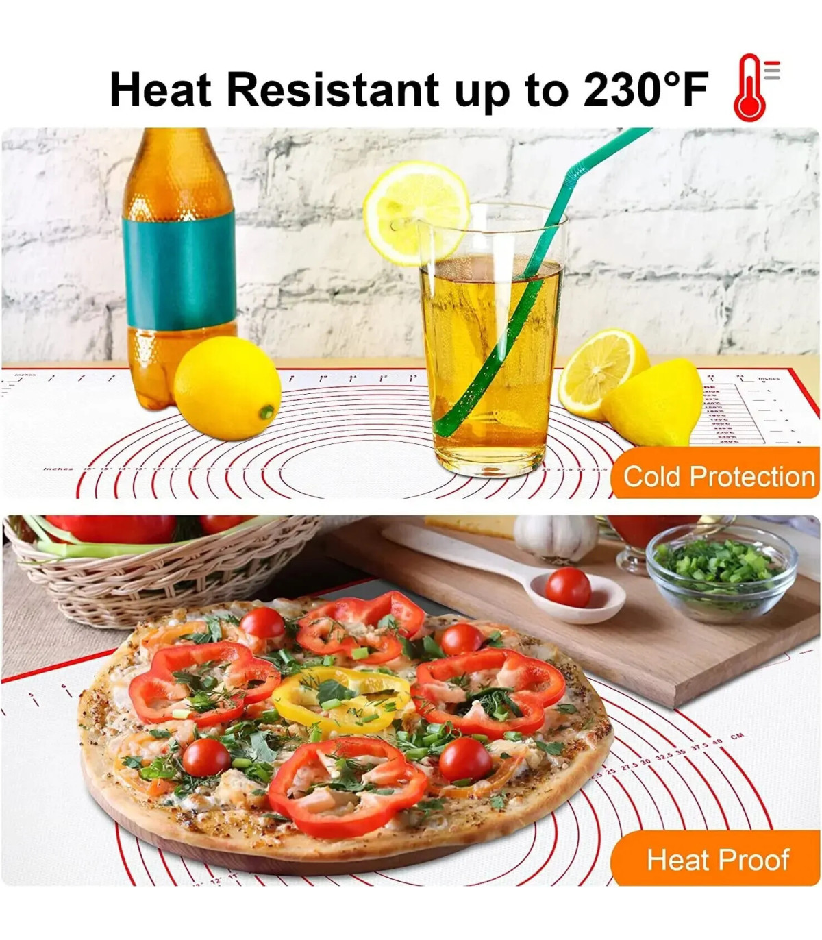 [1pc 40 50cm] Polymères de pâte à pétrir en silicone, gadgets de cuisson pour pizza et gâteau, 