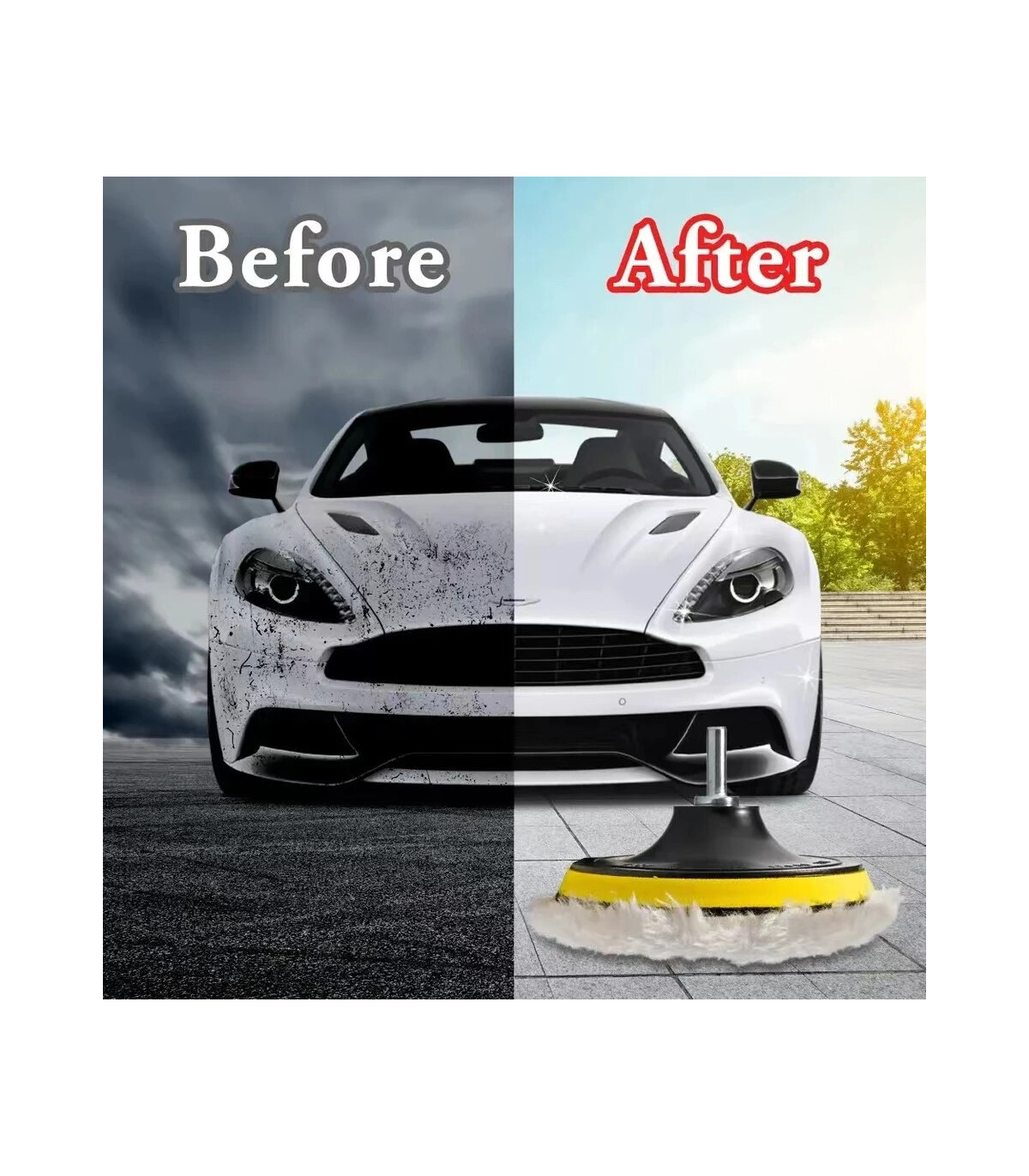 Ensemble de polissage de voiture, 5 pièces, tampon de 3 pouces, disque éponge de cire, roue en 