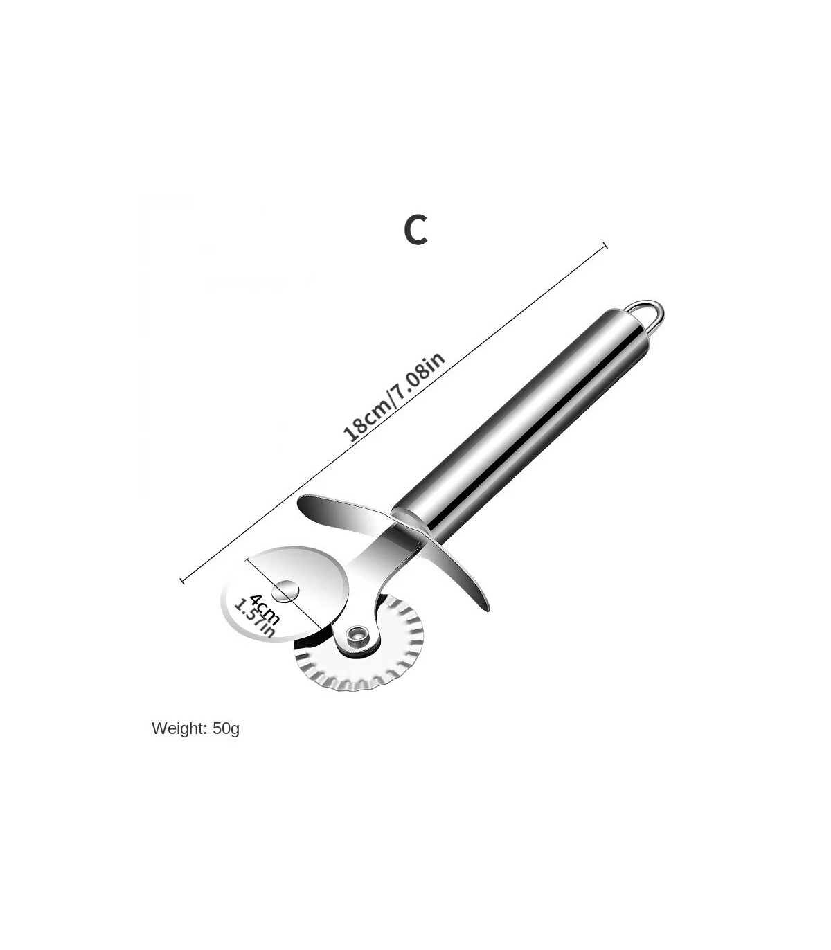 [Silver C] Couteau à pizza en acier inoxydable, outils à gâteaux, ciseaux à roues, gadgets de c