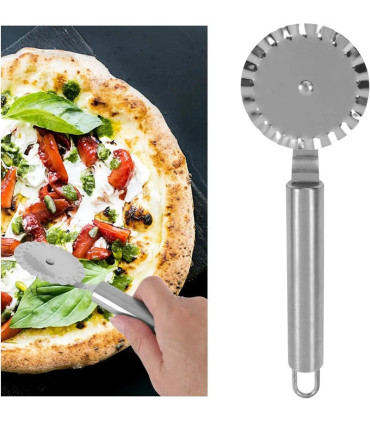 [Silver C] Couteau à pizza en acier inoxydable, outils à gâteaux, ciseaux à roues, gadgets de c