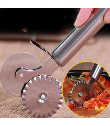 [Silver C] Couteau à pizza en acier inoxydable, outils à gâteaux, ciseaux à roues, gadgets de c