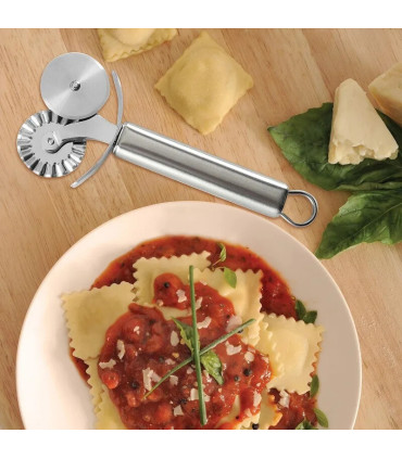 [Silver A] Couteau à pizza en acier inoxydable, outils à gâteaux, ciseaux à roues, gadgets de c