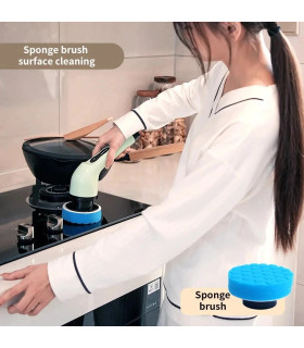 [White] Brosse de nettoyage électrique 9 en 1, épurateur de nettoyage à rotation électrique, ou