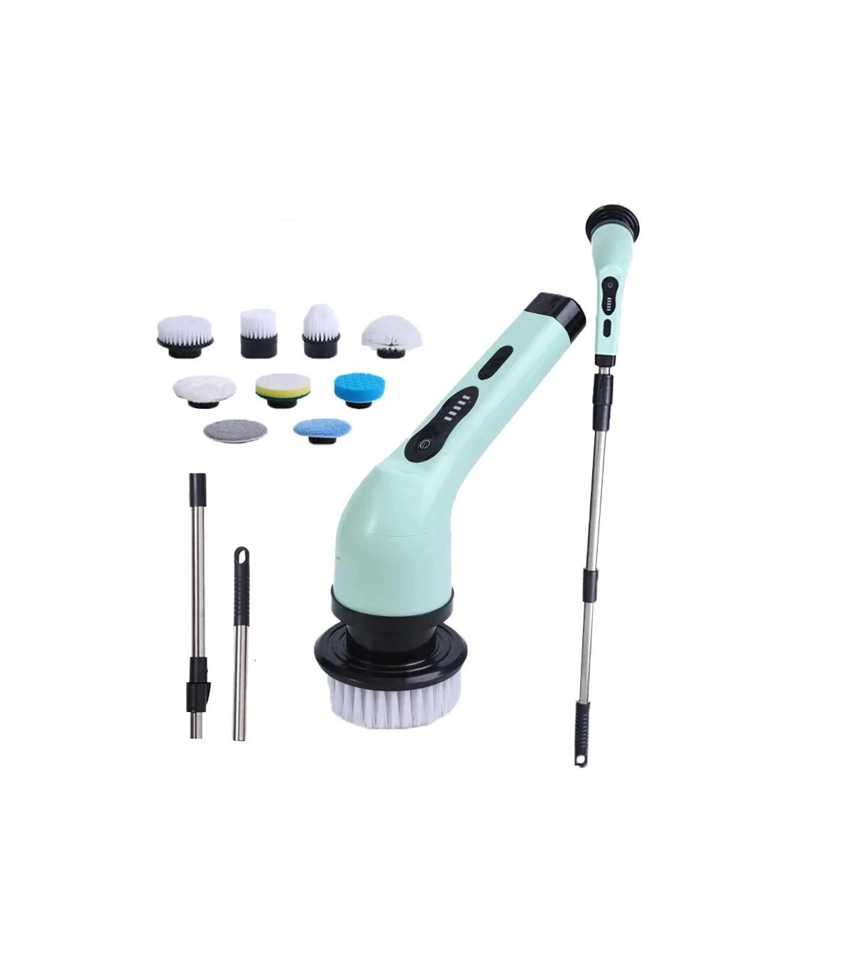 [White] Brosse de nettoyage électrique 9 en 1, épurateur de nettoyage à rotation électrique, ou