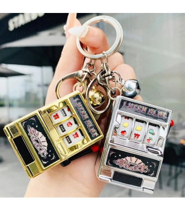 [Silver] Mini machine à sous de jeu avec porte-clés, gadget anti-stress, porte-clés de jeu amus